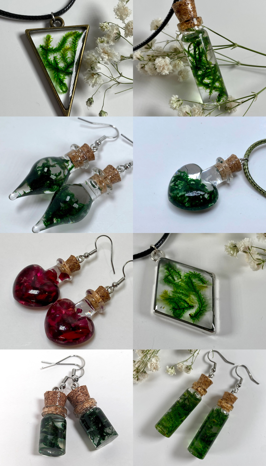 Moss-in-a-bottle earrings